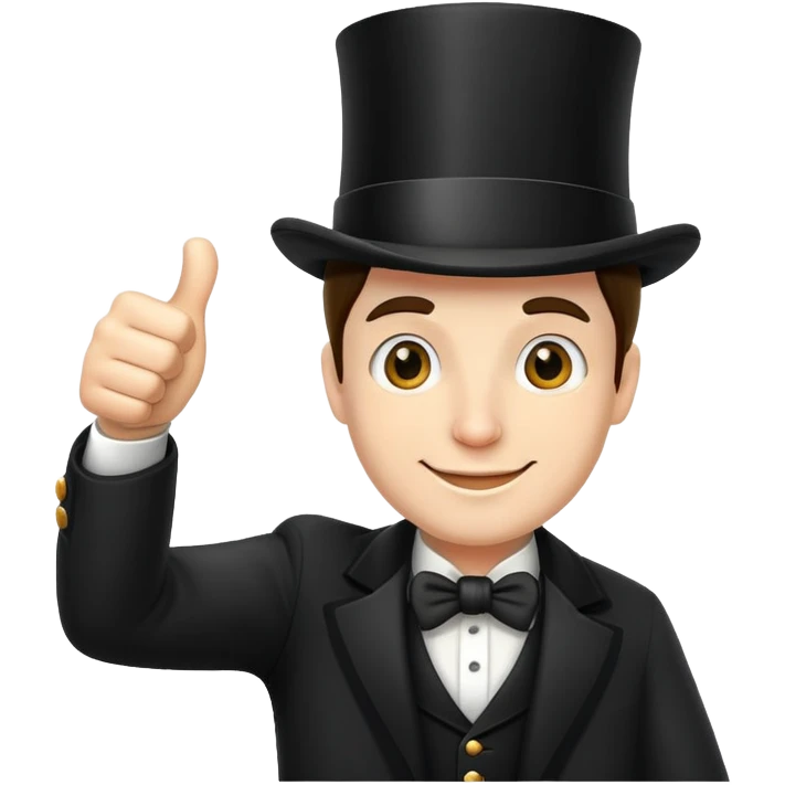 Man with a tophat giving a thumbs up emoji