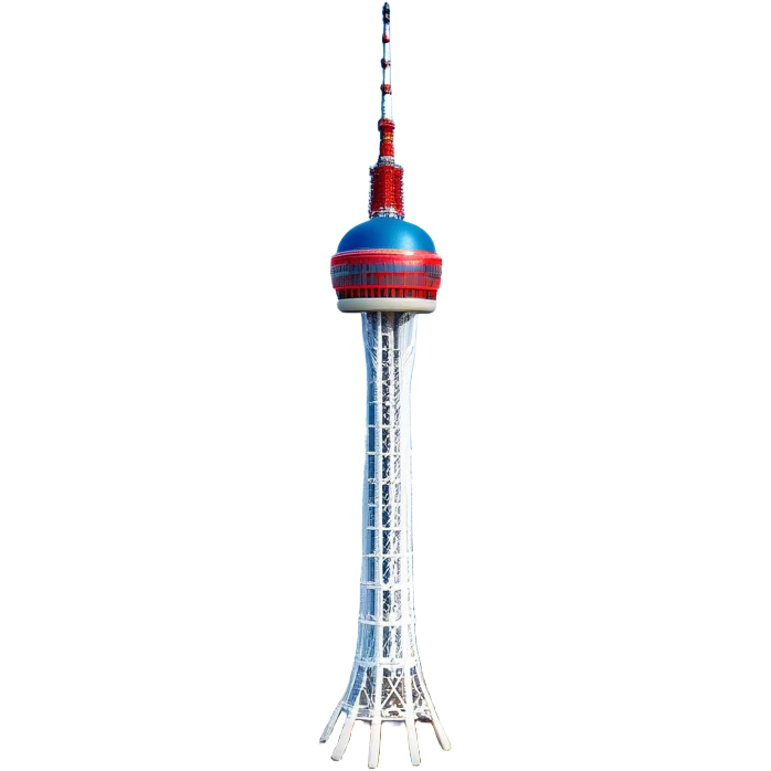 ​Cinematic Realistic N Seoul Tower, depicted in full daylight as a slender, single-column tower crowned by a cylindrical observation deck, set against a clear blue sky over Seoul’s vibrant cityscape, rendered with crisp architectural detail and bright, natural lighting that accentuates its modern elegance, emoji
