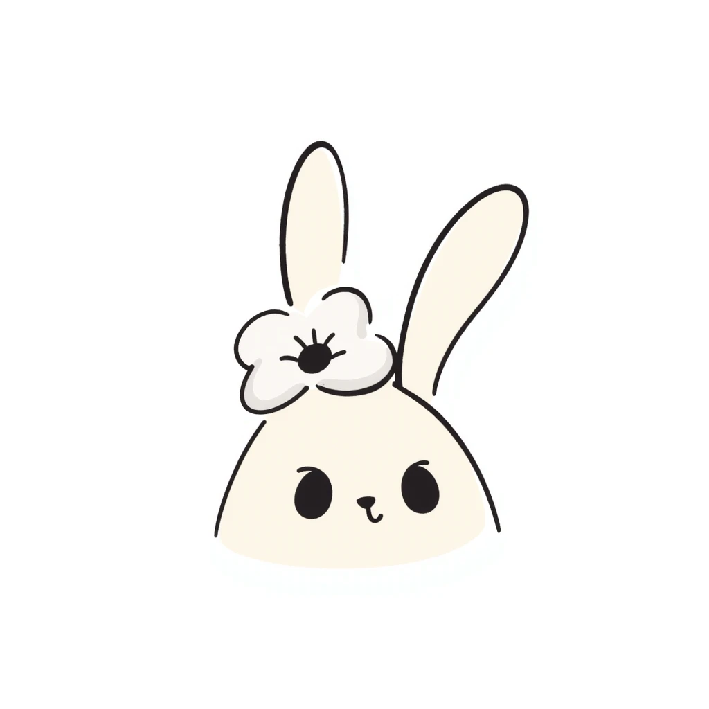 kawaii bunny with sparkly eyes and a huge smile, soft pastel colors, dreamy hand-drawn style emoji