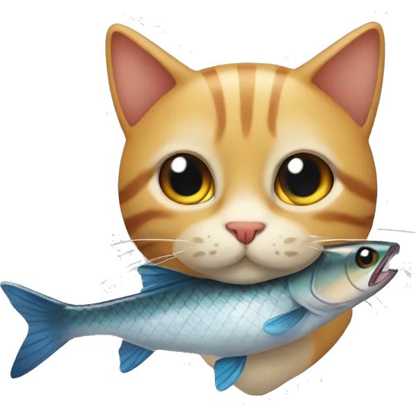 Gato con un pescado emoji