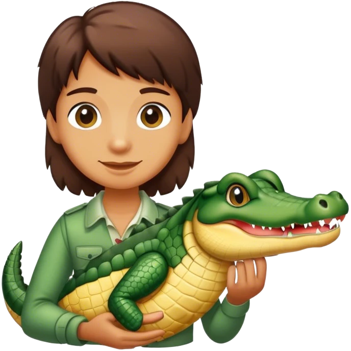Person holding an alligator as a pet  emoji
