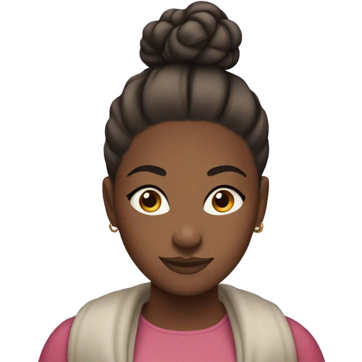 Curvy African teen girl, slick hair bun, wearing modest clothes emoji