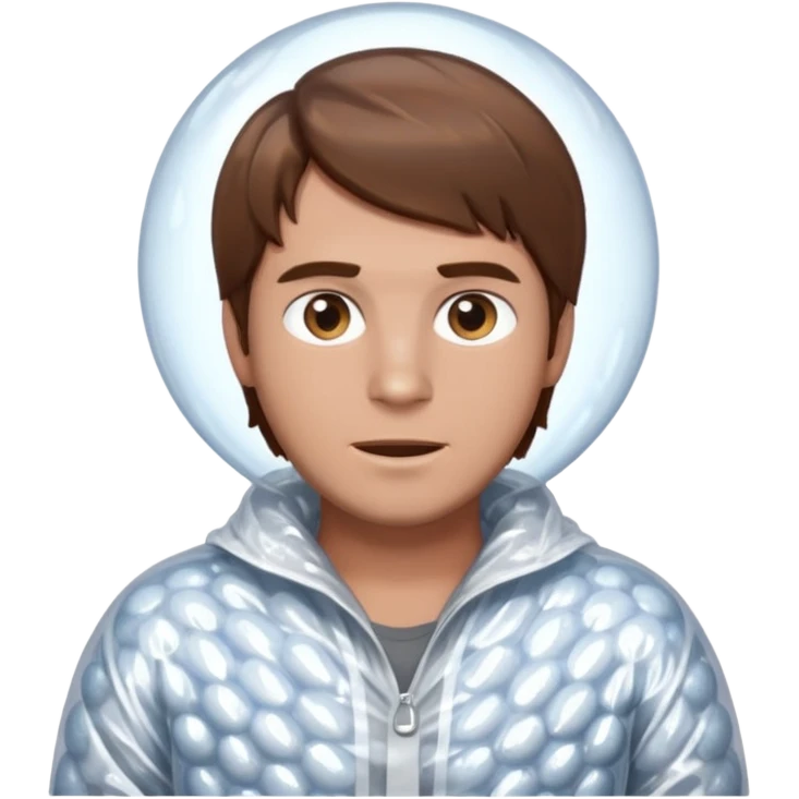 Brown haired man wrapped in bubble wrap emoji