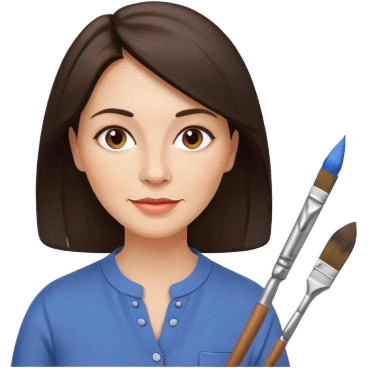 FEMME 45 ANS ET PLUS BRUNE ARTISTE PEINTRE AVEC UN PINCEAU emoji