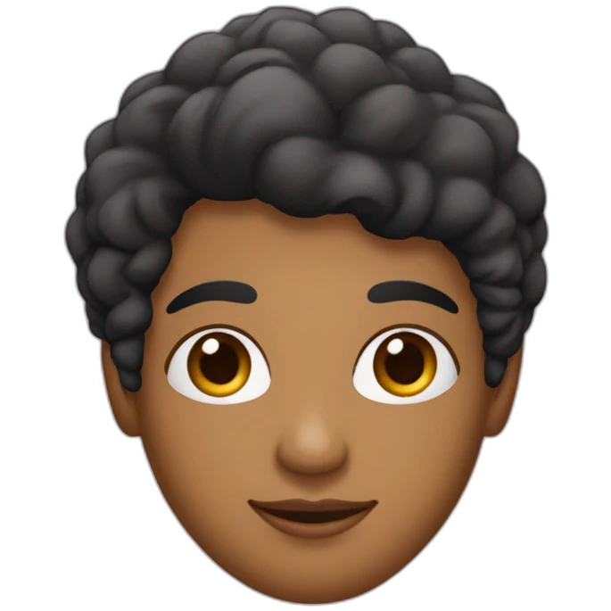 persona latina de cabello negro corto, con barba cerrada sin lentes, nariz delgada, ojos cafes, pestaña grande emoji