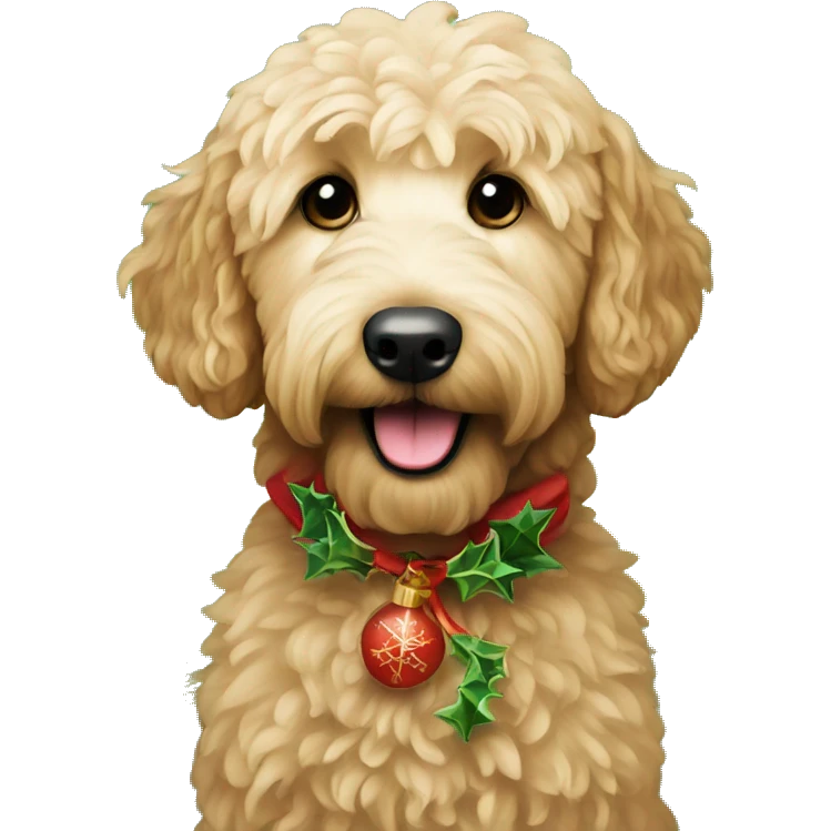 golden doodle with christmas decor  emoji
