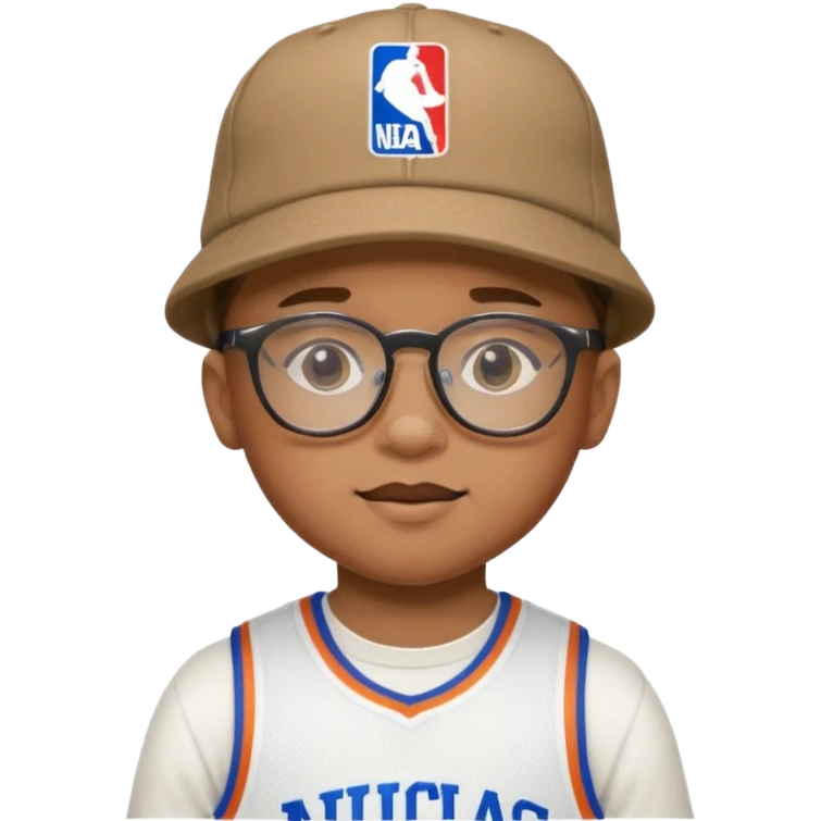 hat and glasses child with nba jersey emoji