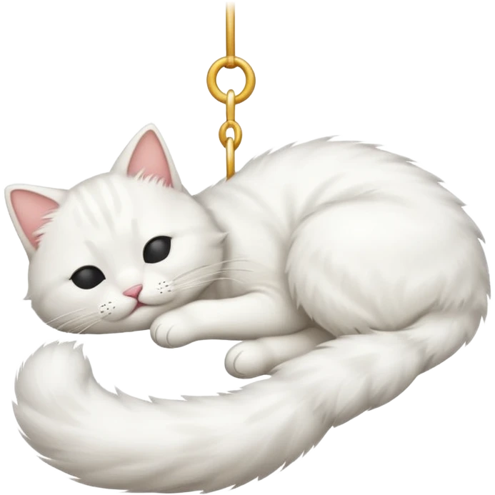 emoji of white napping cat with a tail hanging down emoji