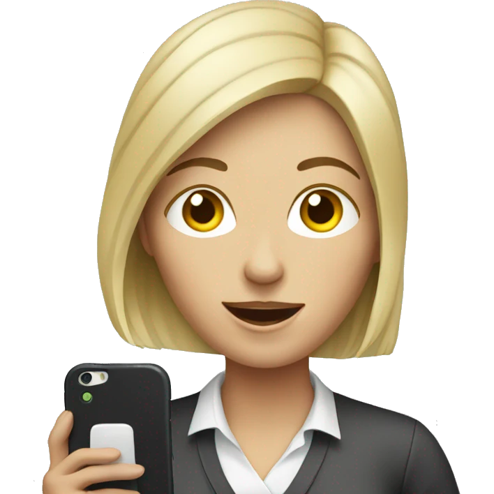 white woman showing phone emoji