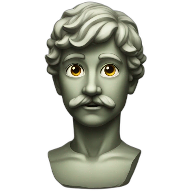 statue of young demiurge wearing mustache emoji