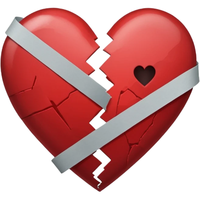 a dark red broken heart taped emoji