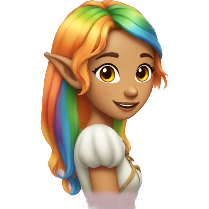 rainbow hair tan elf girl emoji