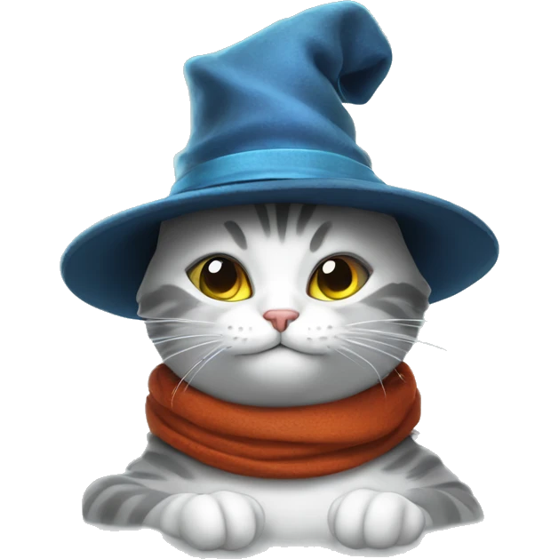 cat in magic hat, super cute grau emoji