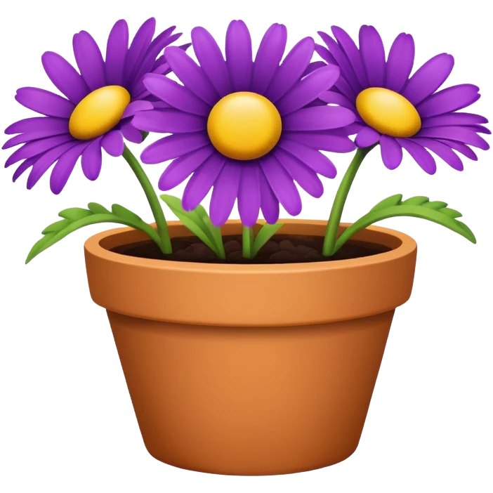 single purple daisy flower pot emoji