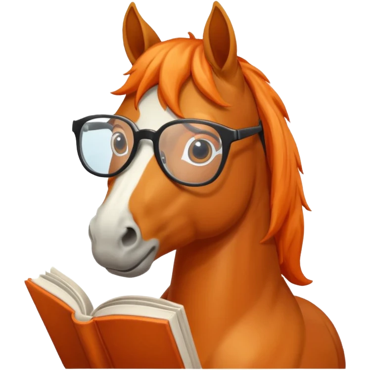 orange horse read book with glasses emoji