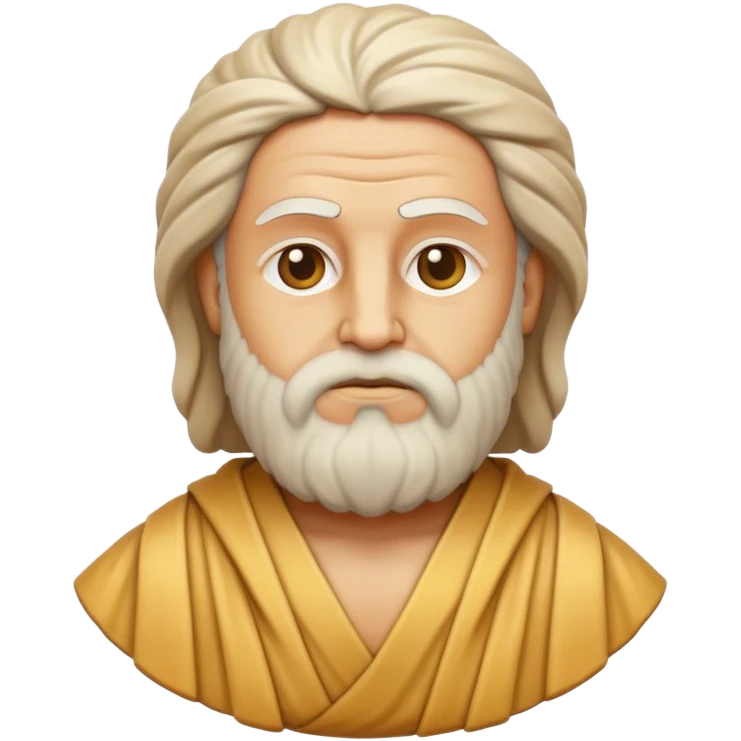 Cinematic Realistic Plato Portrait Emoji, depicted as a wise ancient philosopher with a contemplative expression in classical robes, rendered with soft textures and timeless serene lighting that captures his intellectual legacy. emoji