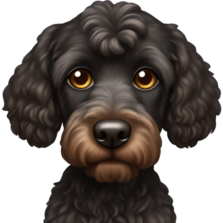 Black cockapoo dog with brown eyes emoji