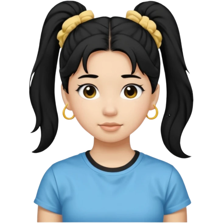 Teen girl with scrunchie ponytail black hair emoji