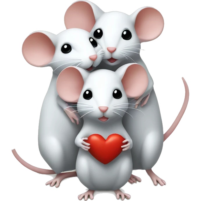 three mice holding limbs in a shape of the heart emoji