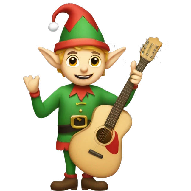 Christmas elf with guitar emoji