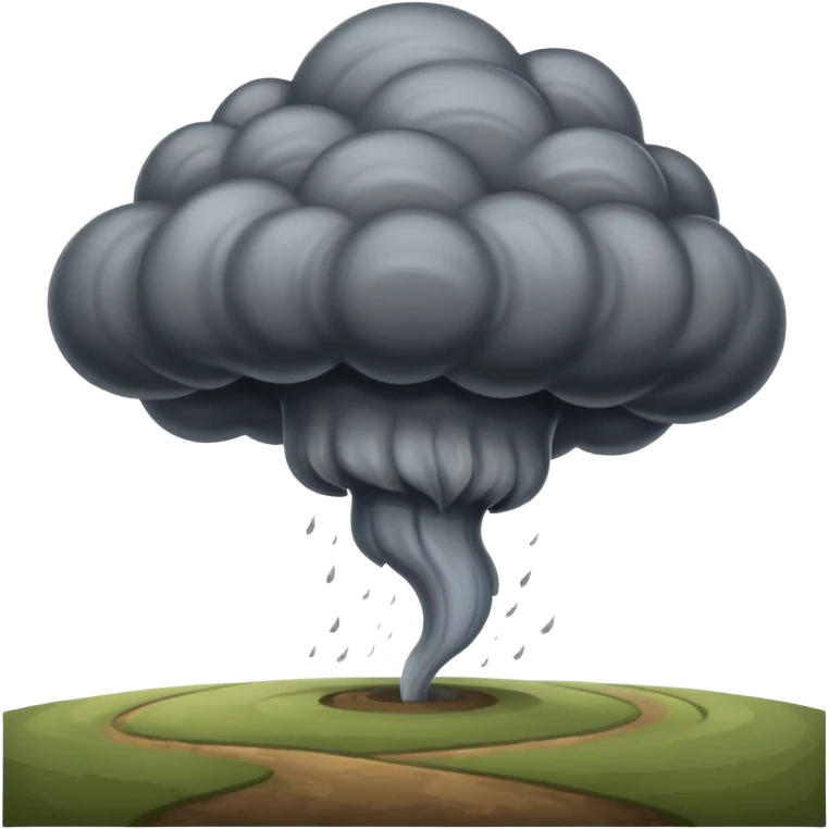 A thick dark funnel cloud sweeping across open plains. emoji