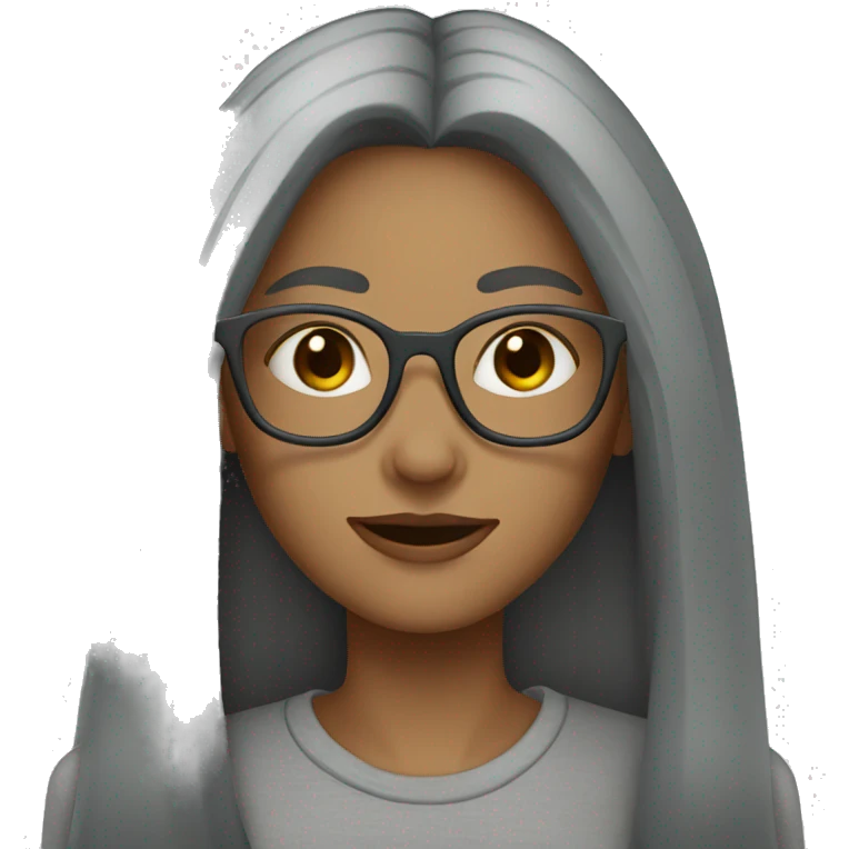 A gray long blunt hair girl with glasses.  emoji