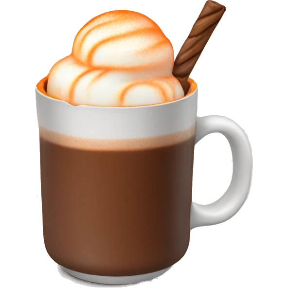 hot chocolate with orange marshmallow emoji