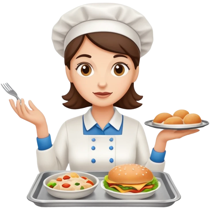 lunch lady serving gross cafeteria food, simple and expressive emoji