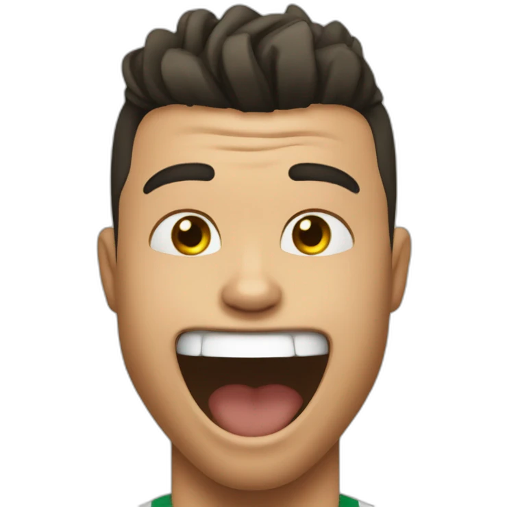 Ronaldo shocked happy with is two hand on his face emoji