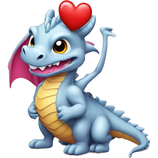 dragon rosado con un corazon emoji