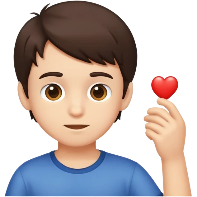 brunette boy playing  emoji