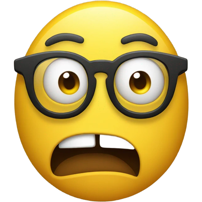 a yellow emoji with very very big glasses the emoji very angry and emoji looks to the right side emoji