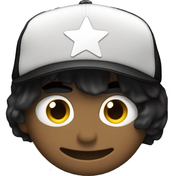 Plain black baseball cap with white star on black screen emoji