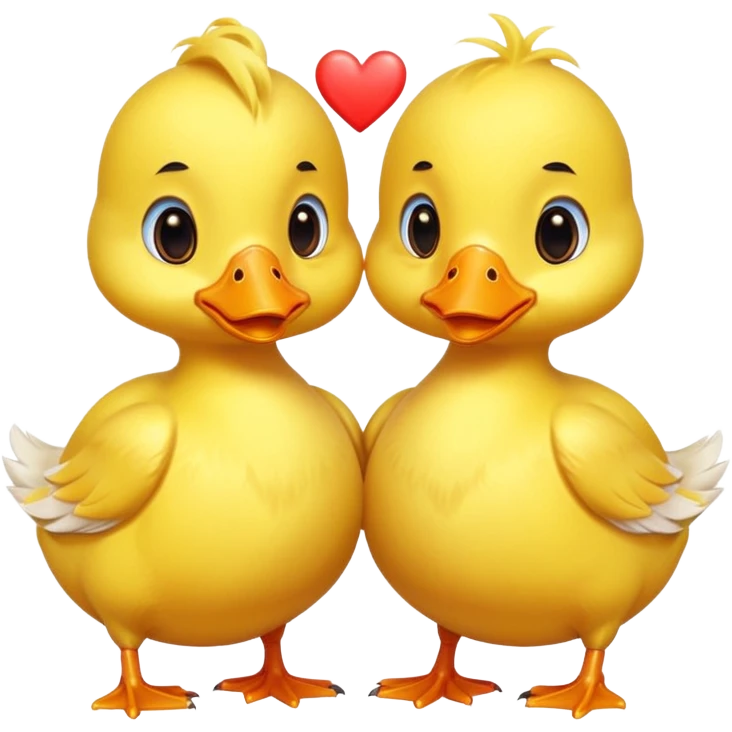 Two ducks or chicks with a heart in the middle  emoji
