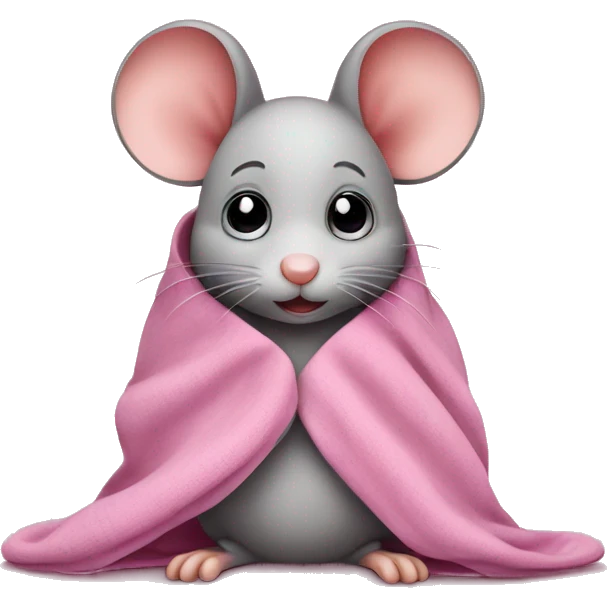 Cute Mouse in pink blanket  emoji