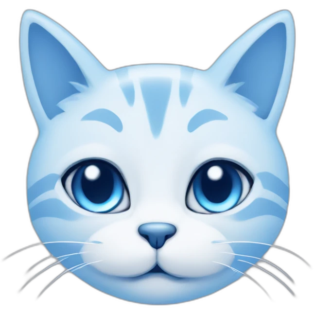 Blue simplistic sketch of a cute cat face emoji