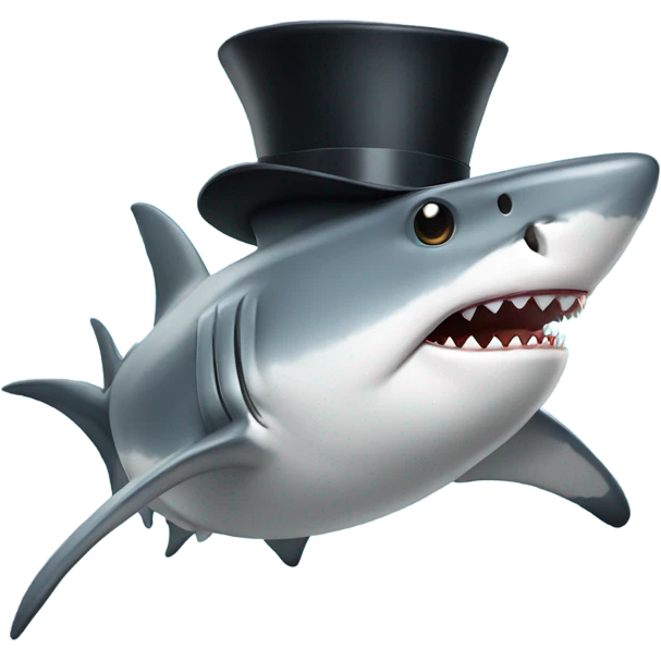 Shark with a top hat emoji