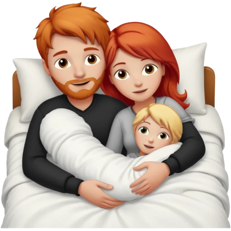 Red haired lady, blonde man, spooning in bed emoji