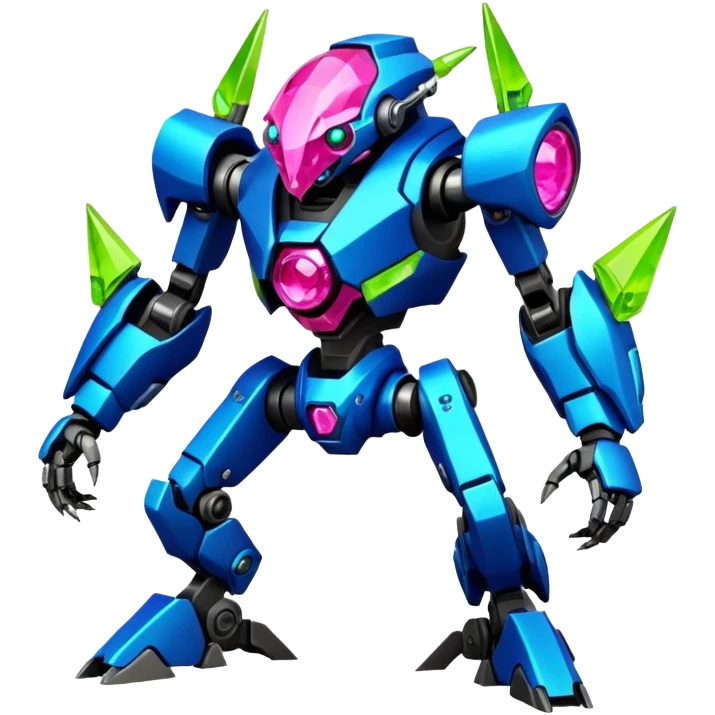 Edgy badass toxic poisonous shaky cool awesome epic sapphire emerald citron topaz magenta radioactive faulty rue ruby Tropical Futuristic Modern Mecha-Fakémon-hybrid-creature (full body)  emoji