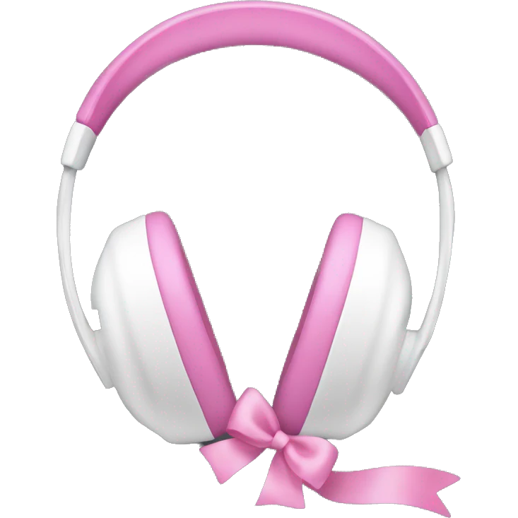 White headphones with two pink bows emoji