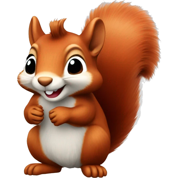 A smiling red squirrel with tufted ears and a light grey beanie  emoji