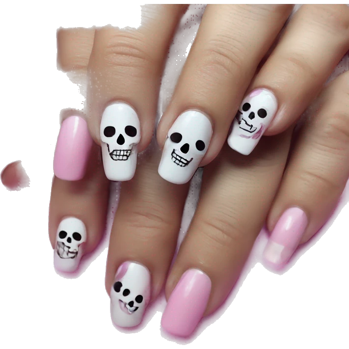 Skeleton hands bones with pink polish nails  emoji