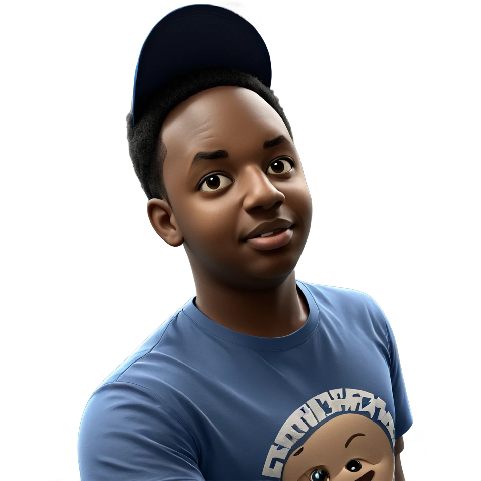 boy in blue shirt indoors emoji