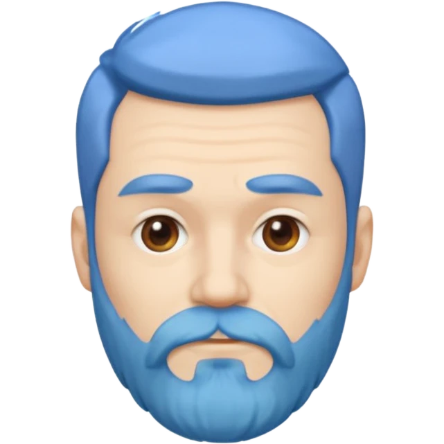 Middle-age, male, white skin, blue hair and blue beard emoji