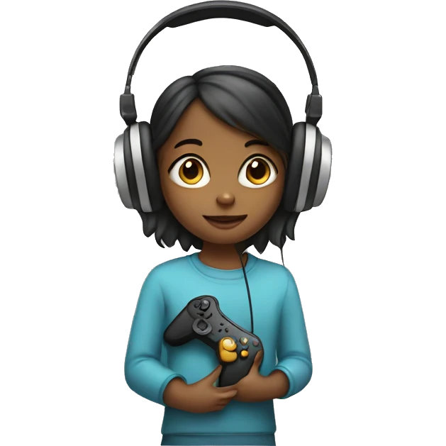 Little girl with headphone and controller emoji