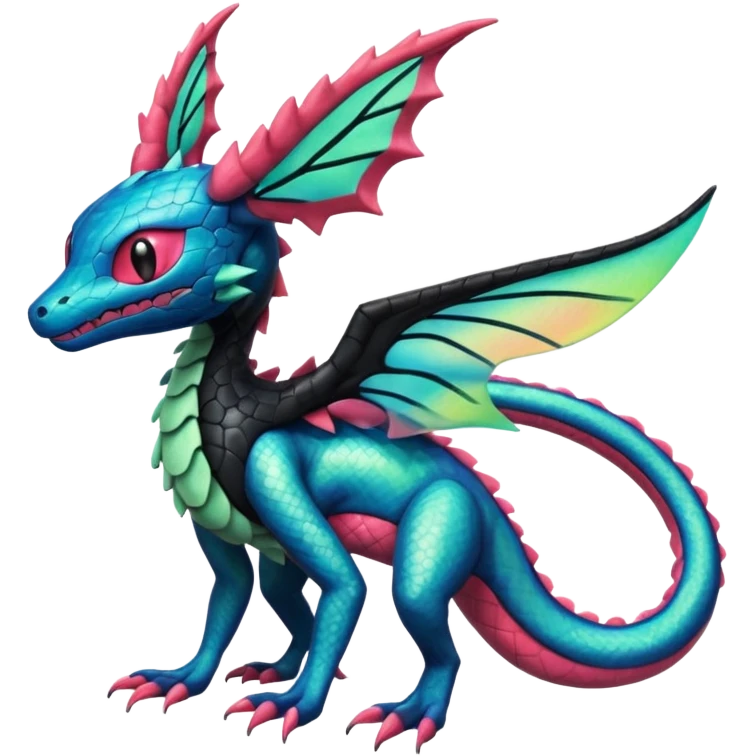 Spooky ghastly oily scaly stitched colorful Salandit-Flygon-Sylveon-Umbreon-fusion-Pokémon-hybrid-creature  emoji
