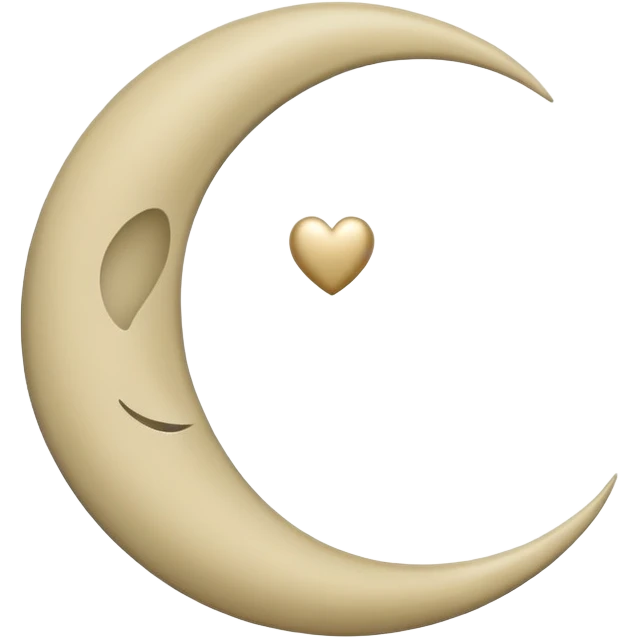 khaki crescent moon with a small heart emoji