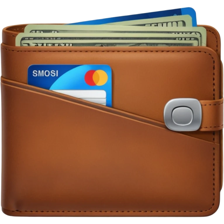 portefeuille marron avec quelques billets et carte bancaire emoji
