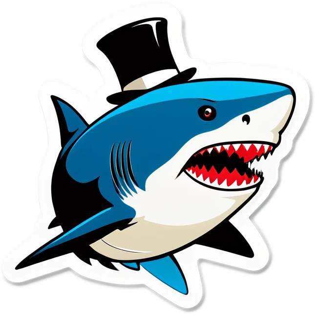 Shark with a top hat emoji