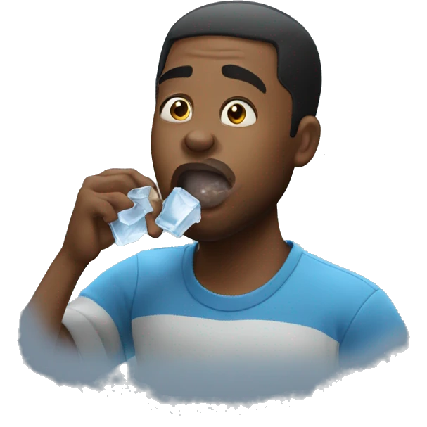 Black man eating ice cube emoji